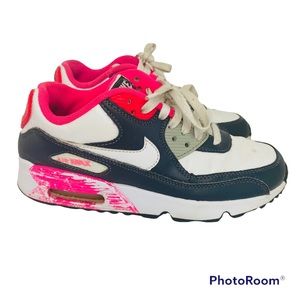 NIKE AIR MAX ‘90 WHITE PINK GREY BIG KIDS SIZE 5Y WOMAN 6.5 (833376 003)